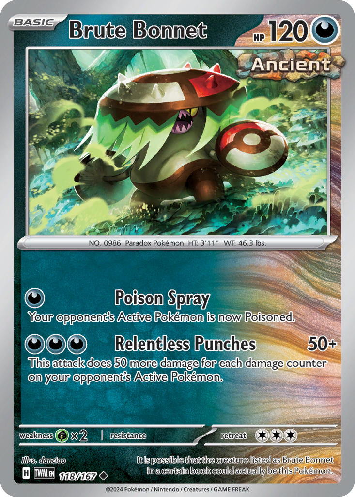 Brute Bonnet 118/167 Rare Twilight Masquerade Pokémon card