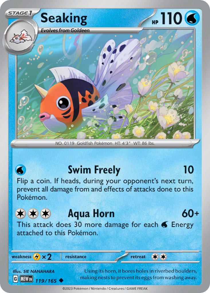 Seaking 119/165 Uncommon 151 Pokémon card