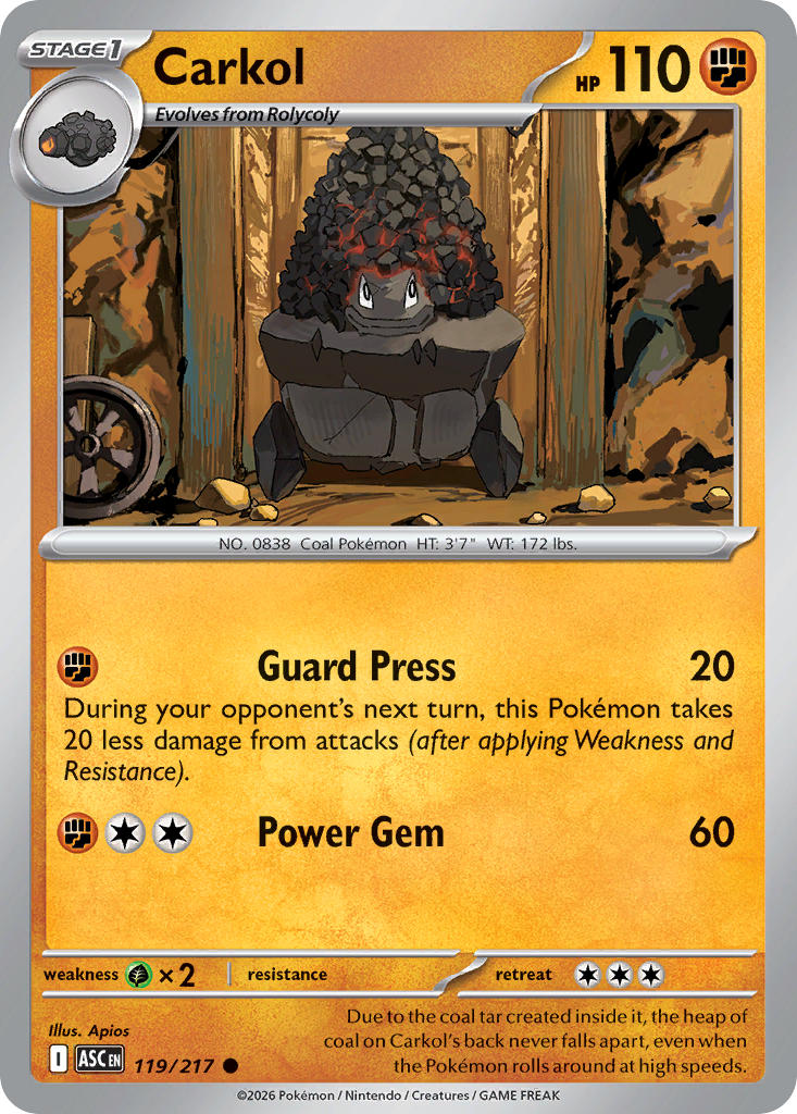 Carkol 119/217 Uncommon Ascended Heroes Pokémon card