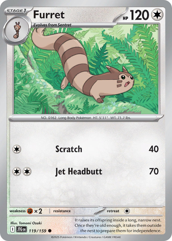 Furret 119/159 Rare Journey Together Pokémon card
