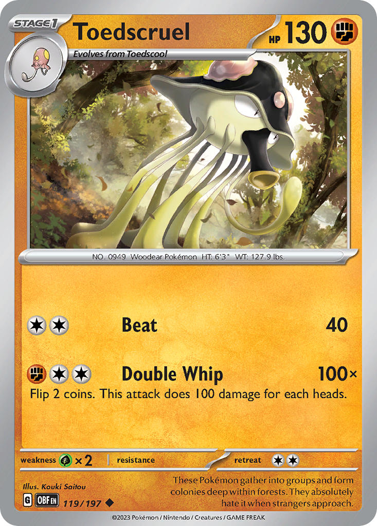 Toedscruel 119/197 Uncommon Obsidian Flames Pokémon card