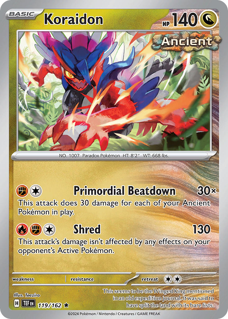 Koraidon 119/162 Rare Temporal Forces Pokémon card