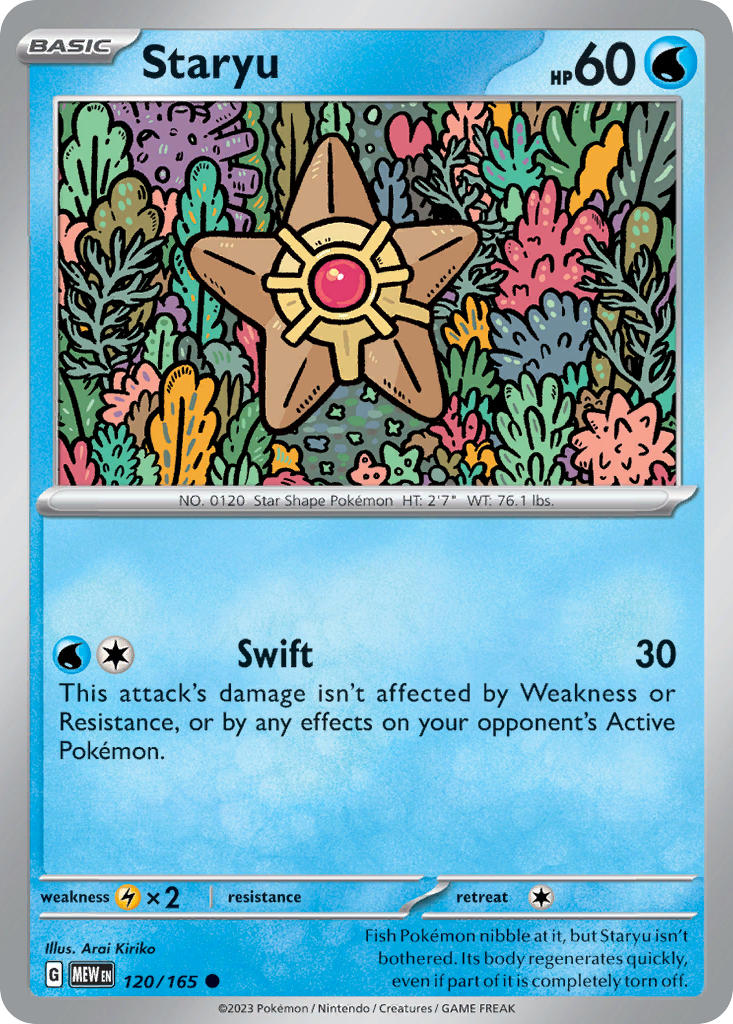 Staryu 120/165 Common 151 Pokémon card