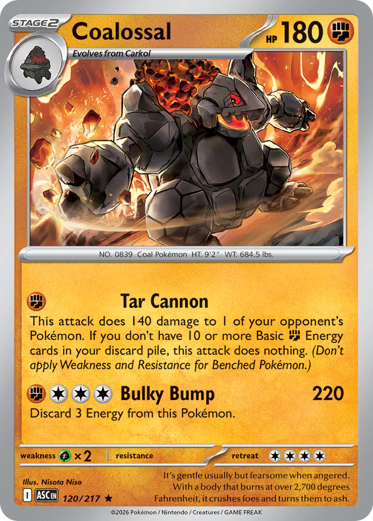 Coalossal 120/217 Rare Ascended Heroes Pokémon card
