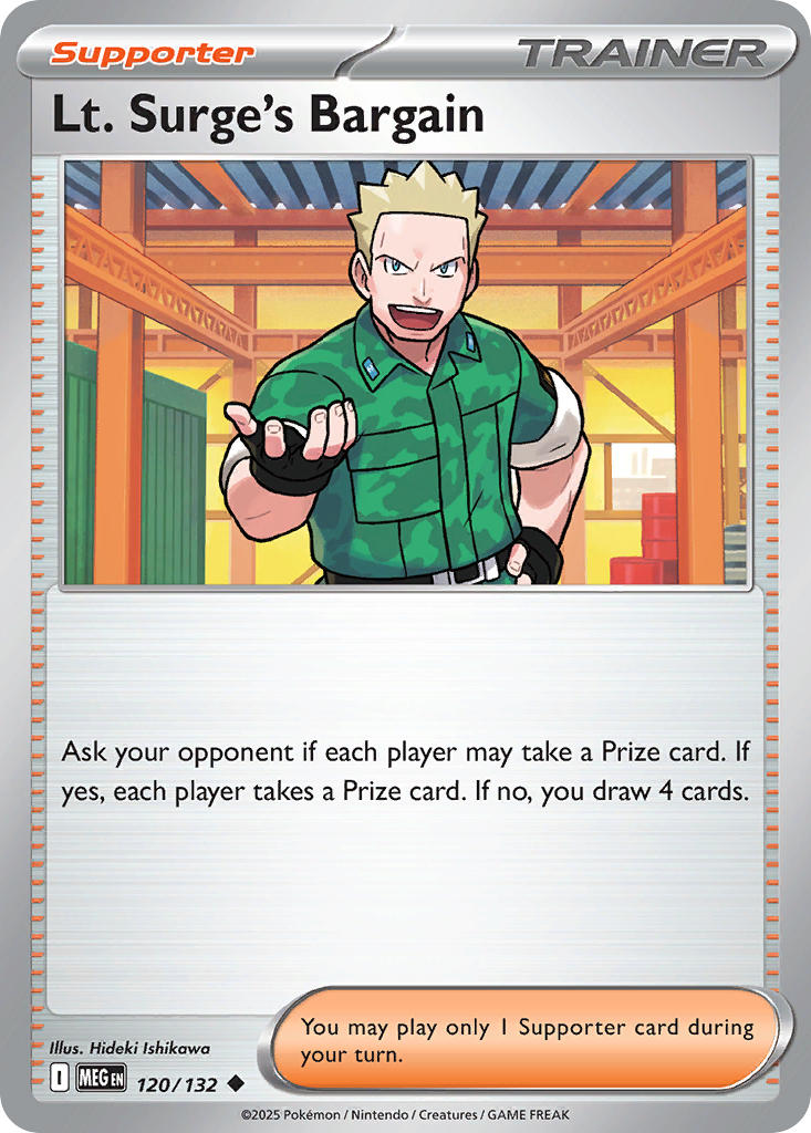Lt. Surge's Bargain 120/132 Uncommon Mega Evolution Pokémon card