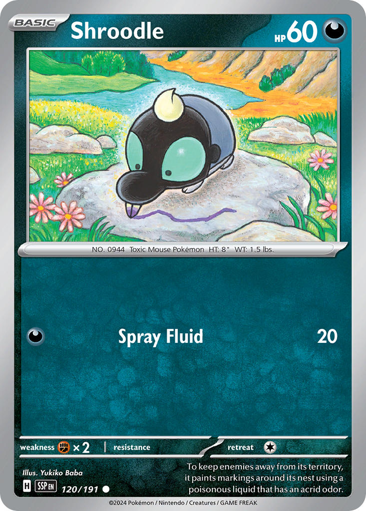 Shroodle 120/191 Common Surging Sparks Pokémon card
