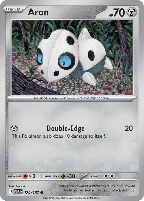 Aron 120/167 Common Twilight Masquerade Pokémon card