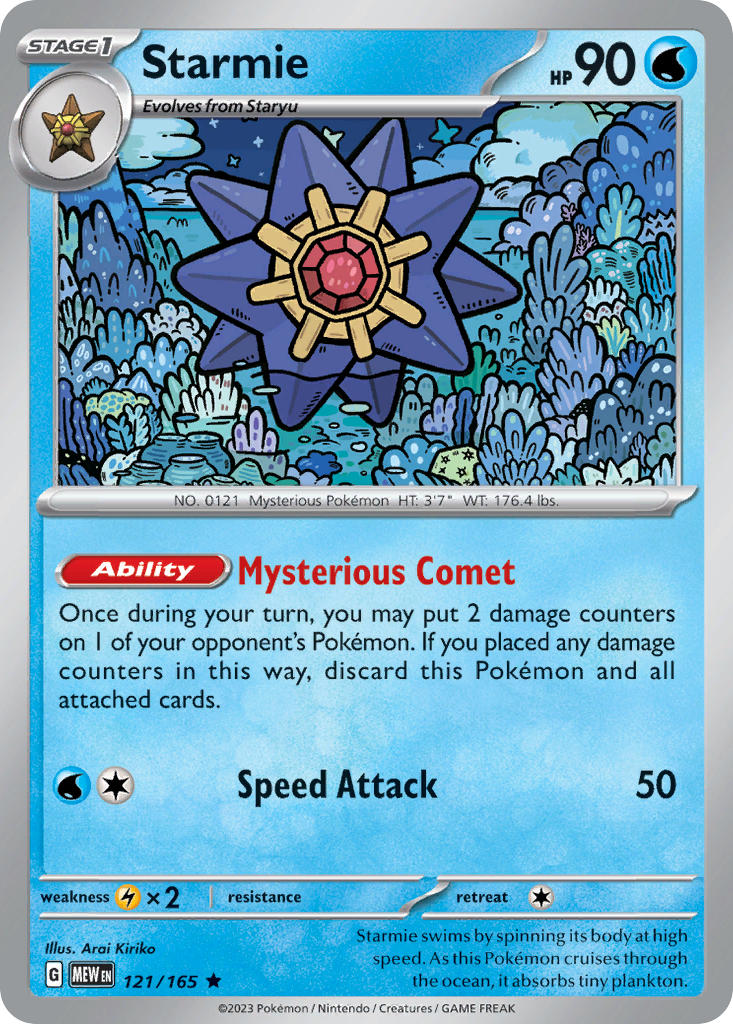 Starmie 121/165 Uncommon 151 Pokémon card