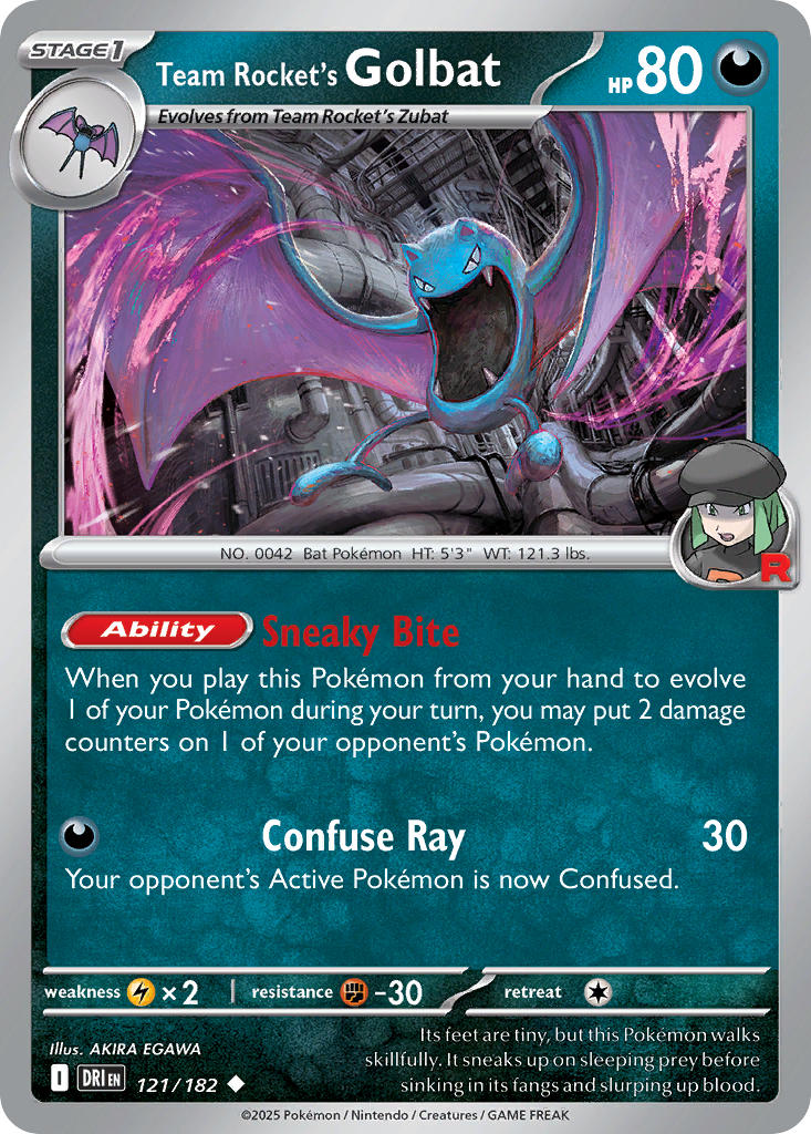 Team Rocket's Golbat 121/182 Common Destined Rivals Pokémon card