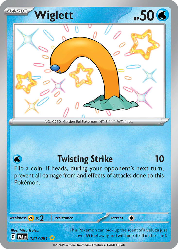 Wiglett 121/091 Shiny Rare Paldean Fates Pokémon card