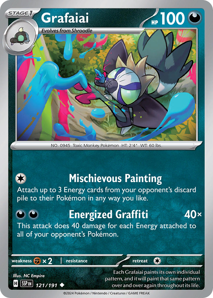 Grafaiai 121/191 Common Surging Sparks Pokémon card