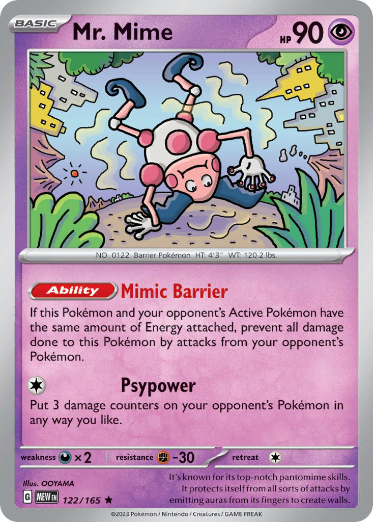 Mr. Mime 122/165 Rare 151 Pokémon card