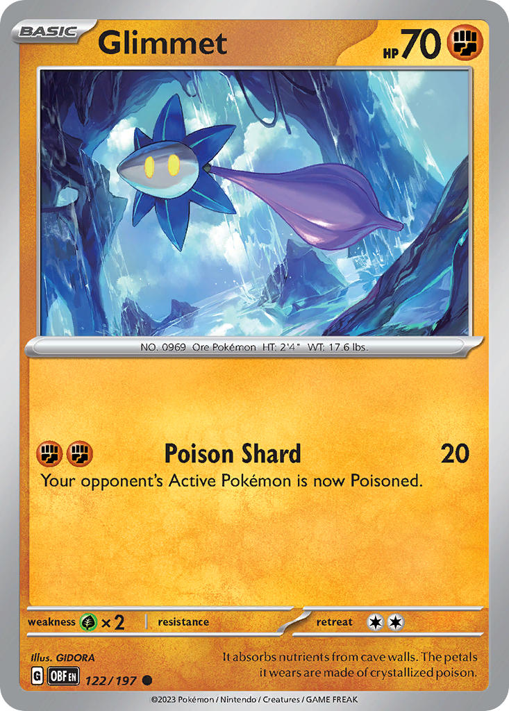 Glimmet 122/197 Common Obsidian Flames Pokémon card