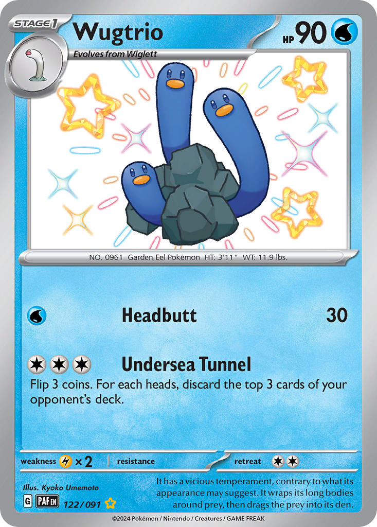 Wugtrio 122/091 Shiny Rare Paldean Fates Pokémon card