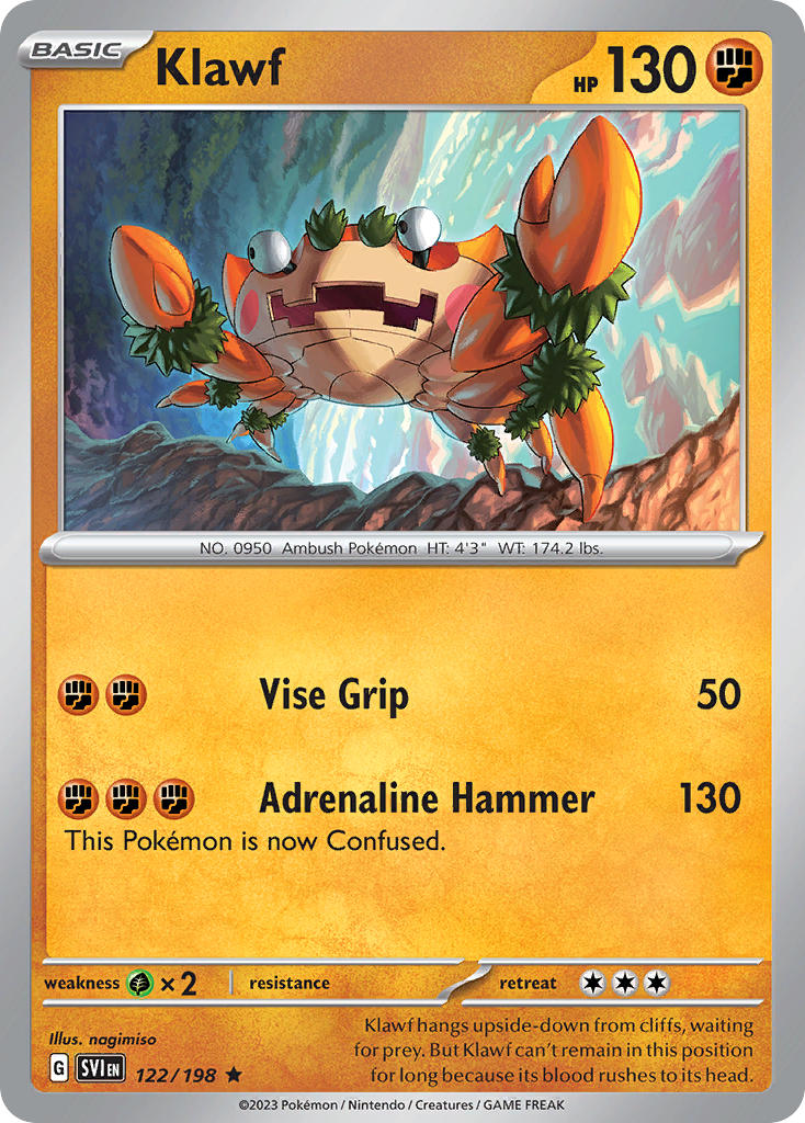 Klawf 122/198 Rare Scarlet & Violet Pokémon card