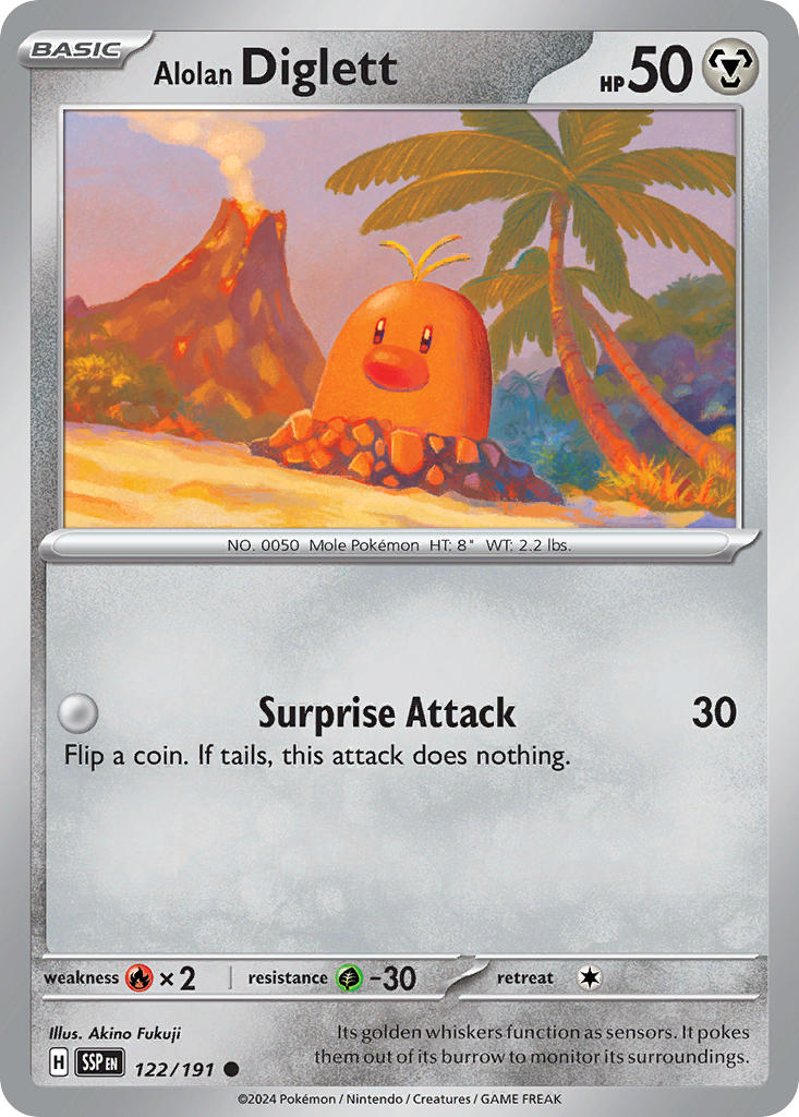Alolan Diglett 122/191 Common Surging Sparks Pokémon card