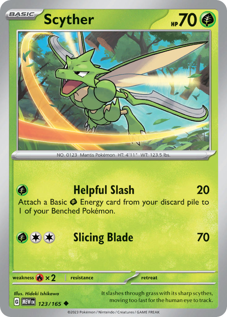 Scyther 123/165 Uncommon 151 Pokémon card