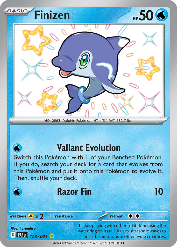 Finizen 123/091 Shiny Rare Paldean Fates Pokémon card