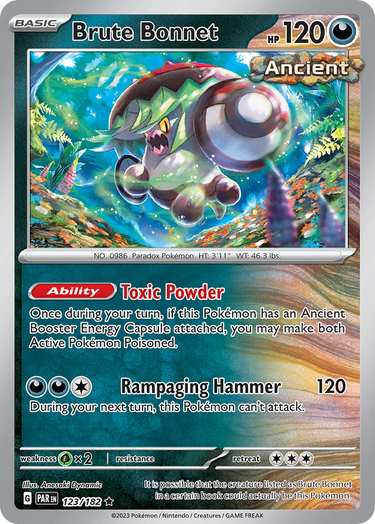 Brute Bonnet 123/182 Rare Paradox Rift Pokémon card