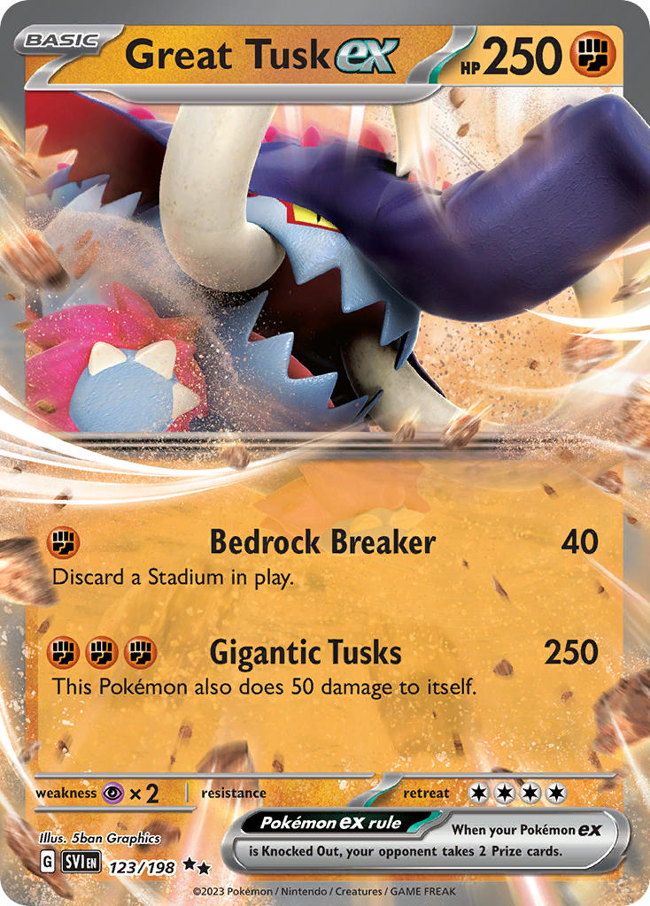 Great Tusk EX 123/198 Double Rare Scarlet & Violet Pokémon card