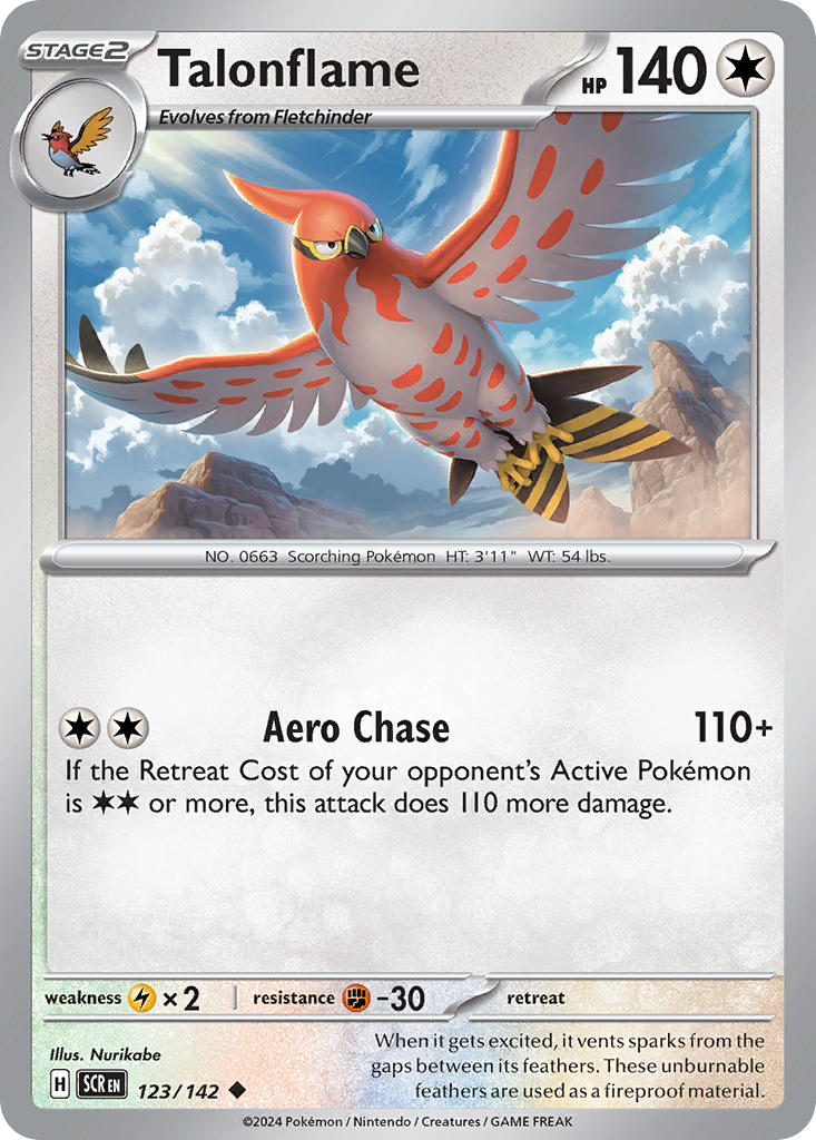Talonflame 123/142 Uncommon Stellar Crown Pokémon card