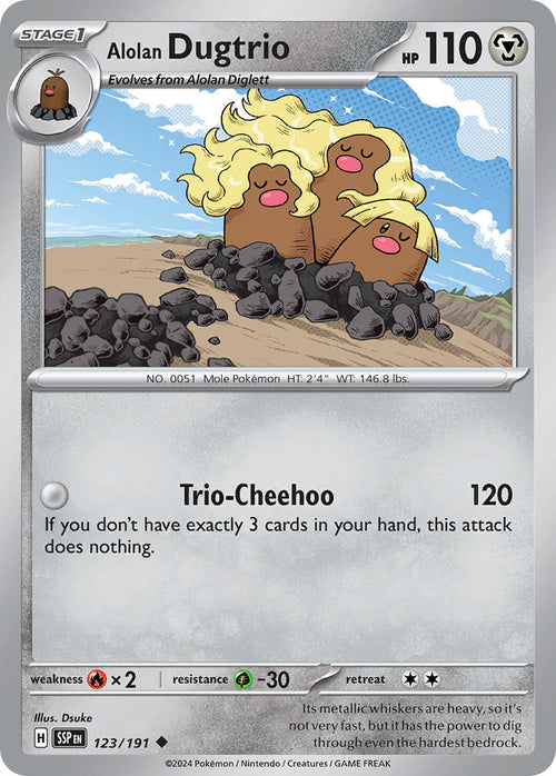 Alolan Dugtrio 123/191 Common Surging Sparks Pokémon card