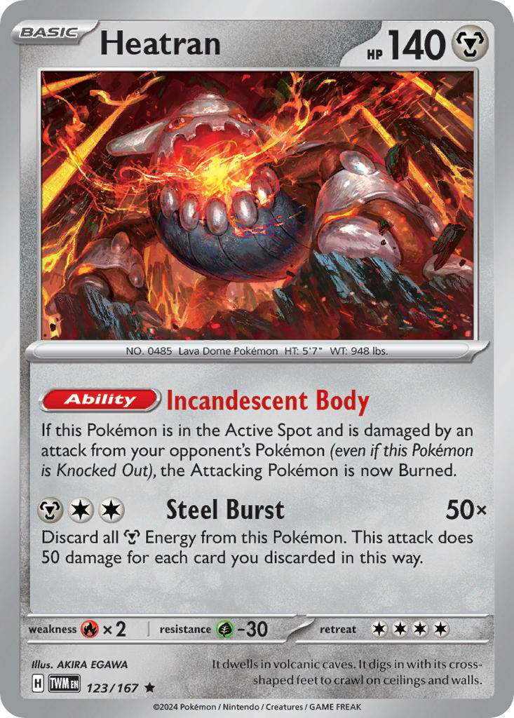 Heatran 123/167 Rare Twilight Masquerade Pokémon card
