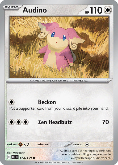 Audino 124/159 Common Journey Together Pokémon card