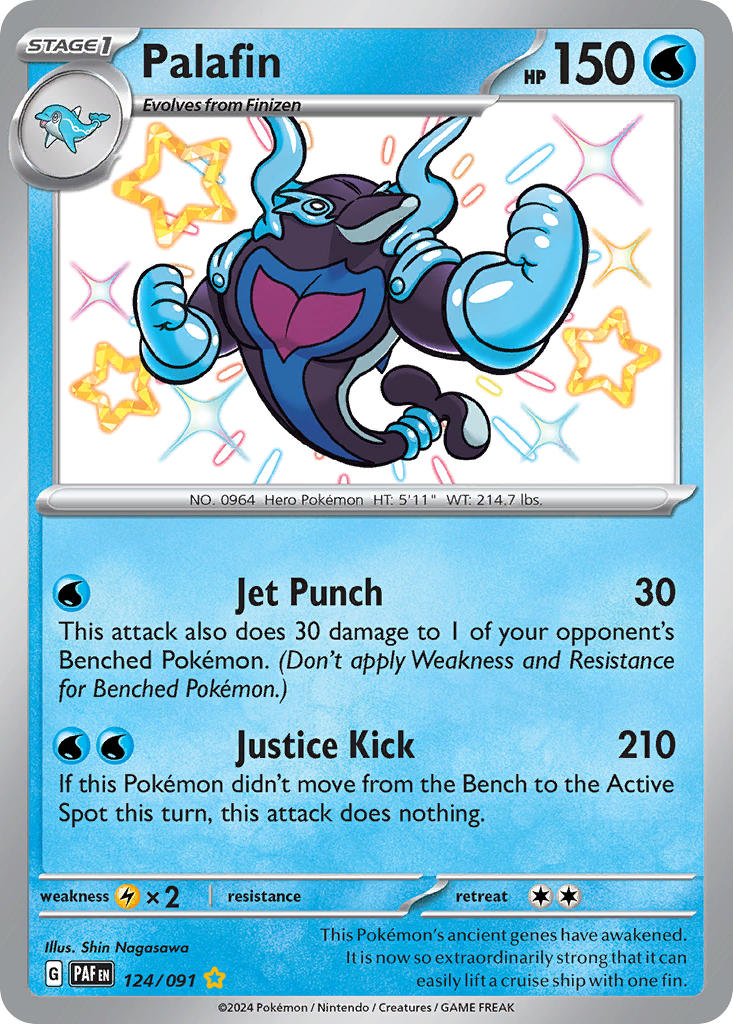 Palafin 124/091 Shiny Rare Paldean Fates Pokémon card