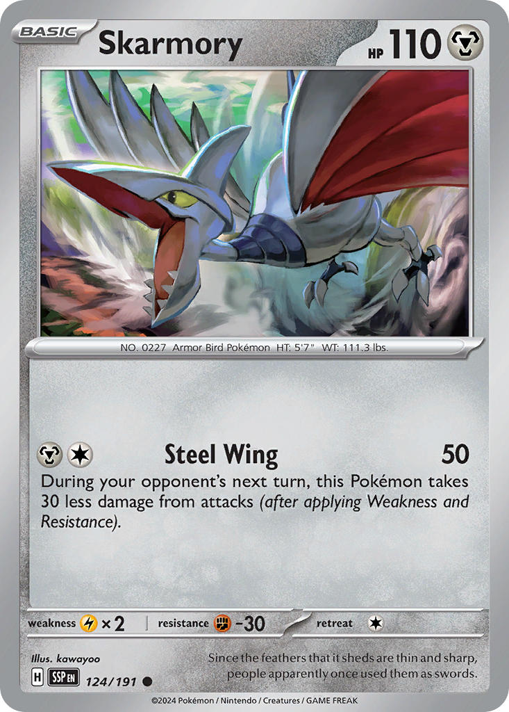 Skarmory 124/191 Common Surging Sparks Pokémon card