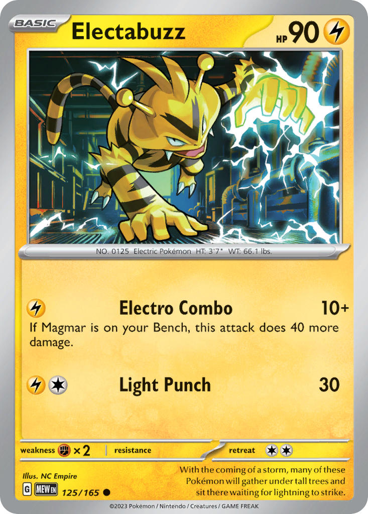 Electabuzz 125/165 Uncommon 151 Pokémon card