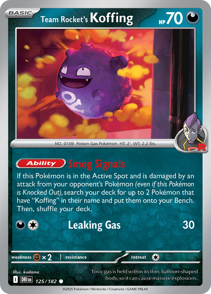 Team Rocket's Koffing 125/182 Common Destined Rivals Pokémon card
