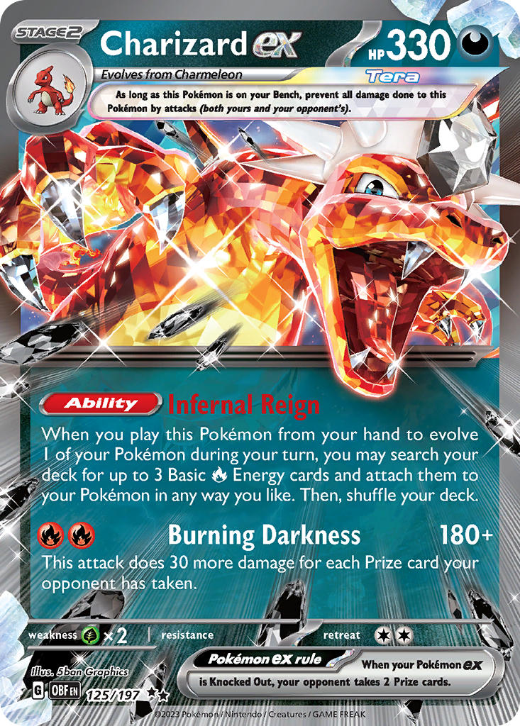 Charizard EX 125/197 Double Rare Obsidian Flames Pokémon card
