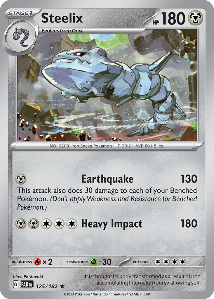Steelix 125/182 Rare Paradox Rift Pokémon card