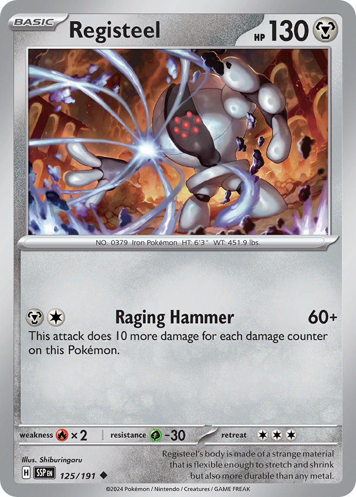 Registeel 125/191 Rare Surging Sparks Pokémon card
