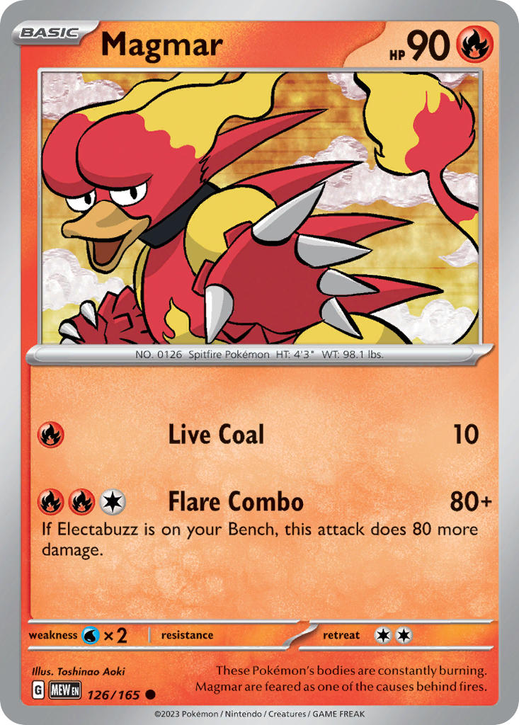 Magmar 126/165 Uncommon 151 Pokémon card