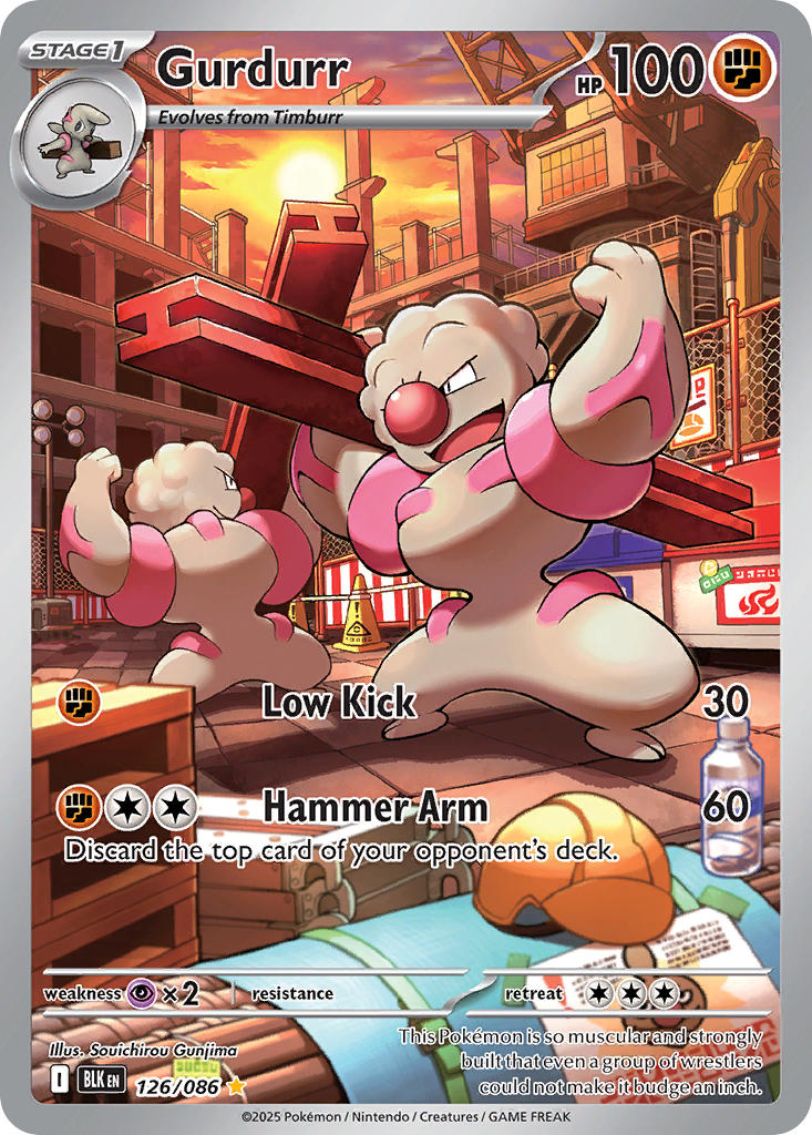 Gurdurr 126/086 Illustration Rare Black Bolt Pokémon card