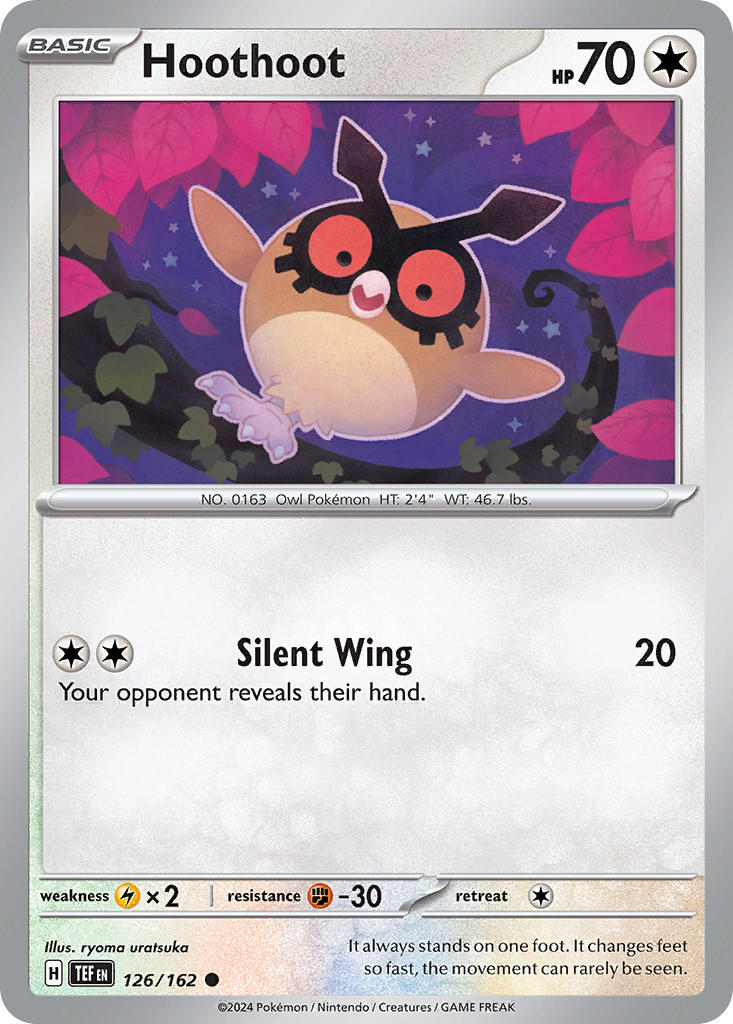 Hoothoot 126/162 Common Temporal Forces Pokémon card