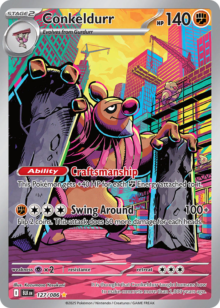 Conkeldurr 127/086 Illustration Rare Black Bolt Pokémon card