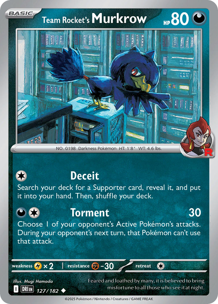 Team Rocket's Murkrow 127/182 Common Destined Rivals Pokémon card