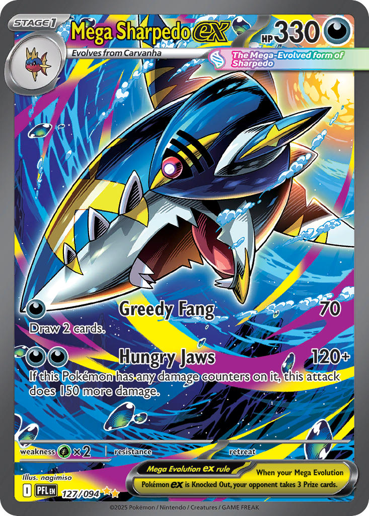 Mega Sharpedo EX 127/094 Special Illustration Rare Phantasmal Flames Pokémon card
