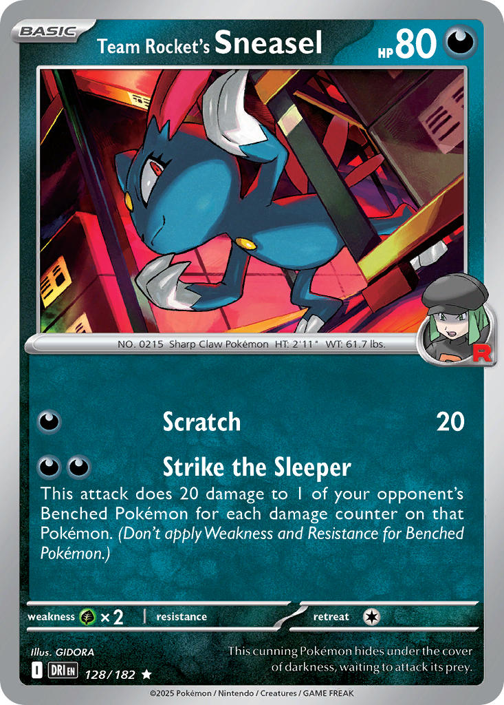 Team Rocket's Sneasel 128/182 Common Destined Rivals Pokémon card