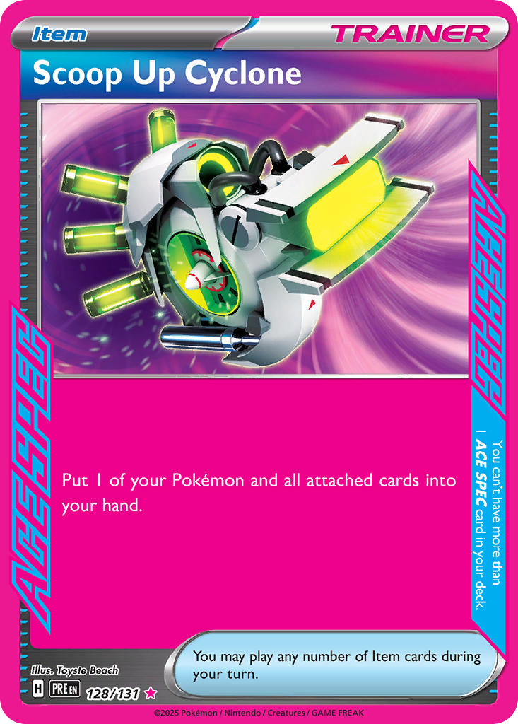 Scoop Up Cyclone 128/131 Ace Spec Rare Prismatic Evolutions Pokémon card