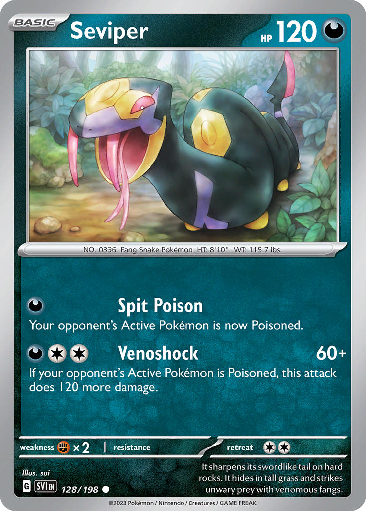Seviper 128/198 Common Scarlet & Violet Pokémon card