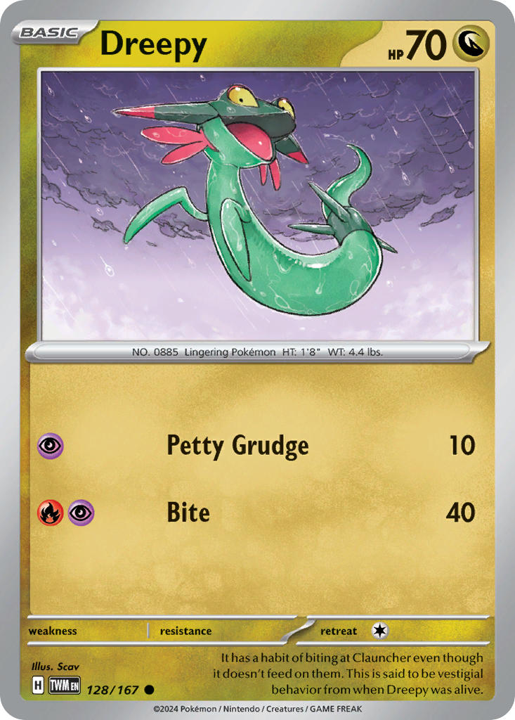 Dreepy 128/167 Common Twilight Masquerade Pokémon card