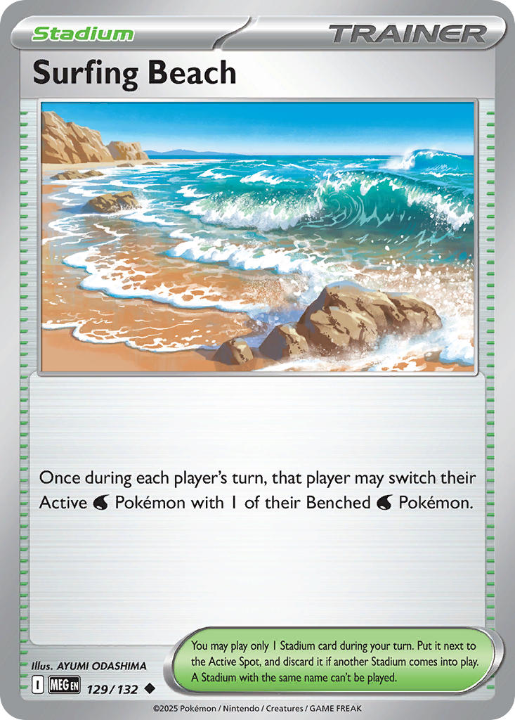 Surfing Beach 129/132 Uncommon Mega Evolution Pokémon card