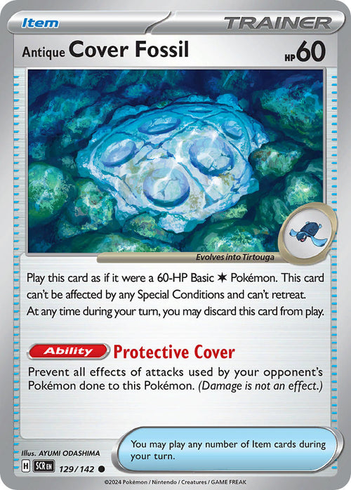 Antique Cover Fossil 129/142 Common Stellar Crown Pokémon card