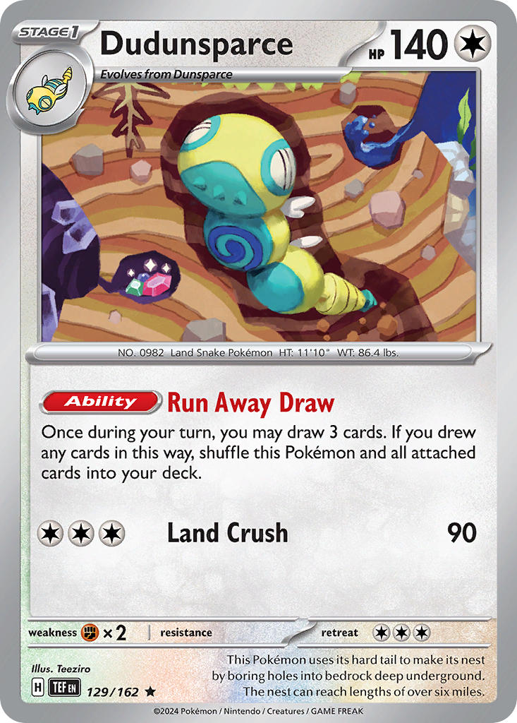Dudunsparce 129/162 Rare Temporal Forces Pokémon card