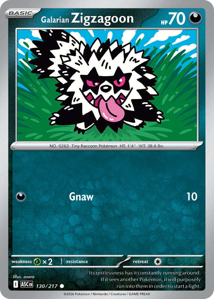 Galarian Zigzagoon 130/217 Common Ascended Heroes Pokémon card