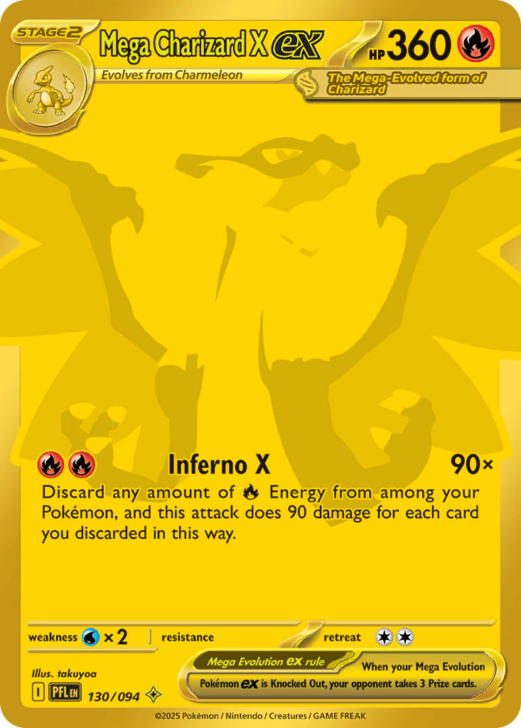 Mega Charizard X EX 130/094 Mega Hyper Rare Phantasmal Flames Pokémon card